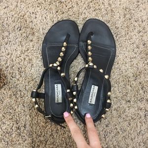 balenciaga sandals studded black